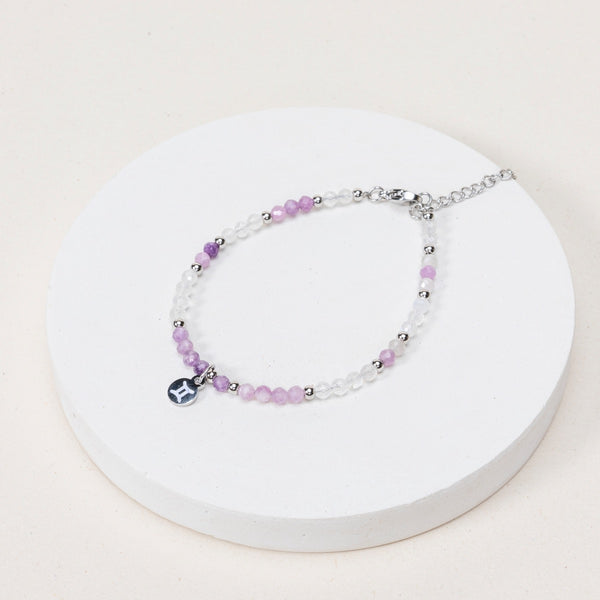 Expo - Bracelet Gémeaux - Pierre de lune blanche / Lépidolite