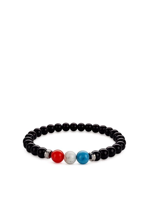 Bracelet Victoire - Bois Ebene, Apatite Bleue, Agate rouge Cornaline, Magnésite