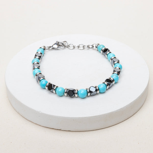 Bracelet Oscar - Turquoise stabilisée et Hématite
