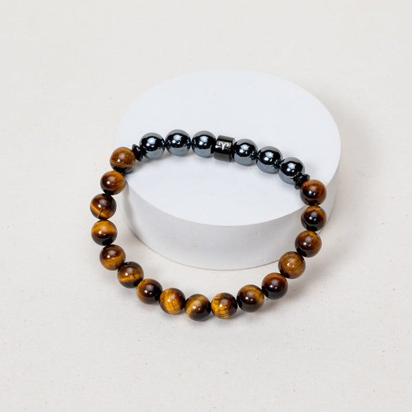 Expo - Bracelet Bélier - Oeil de Tigre, Hématite - Noir