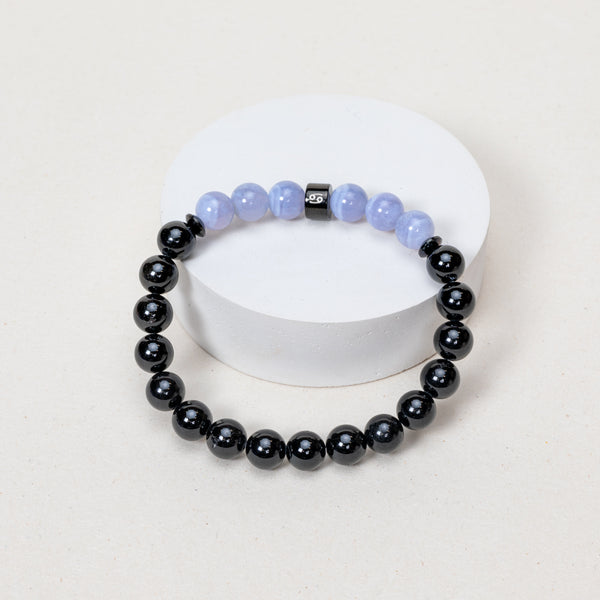 Expo - Bracelet Cancer - Tourmaline, Calcédoine - Noir