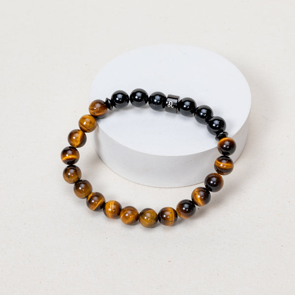 Expo - Bracelet Lion - Oeil de Tigre, Tourmaline - Noir