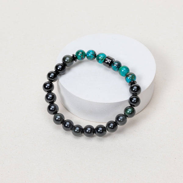 Expo - Bracelet Sagittaire - Obsidienne, Azurite - Noir