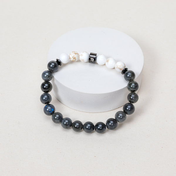 Expo - Bracelet Vierge - Pierre de Lune noire, Magnésite - Noir