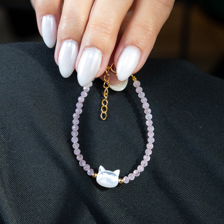Bracelet Lily - Nacre, Quartz rose