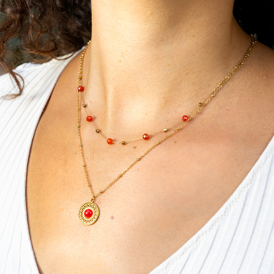 Pendentif Adélaïde - Agate rouge Cornaline