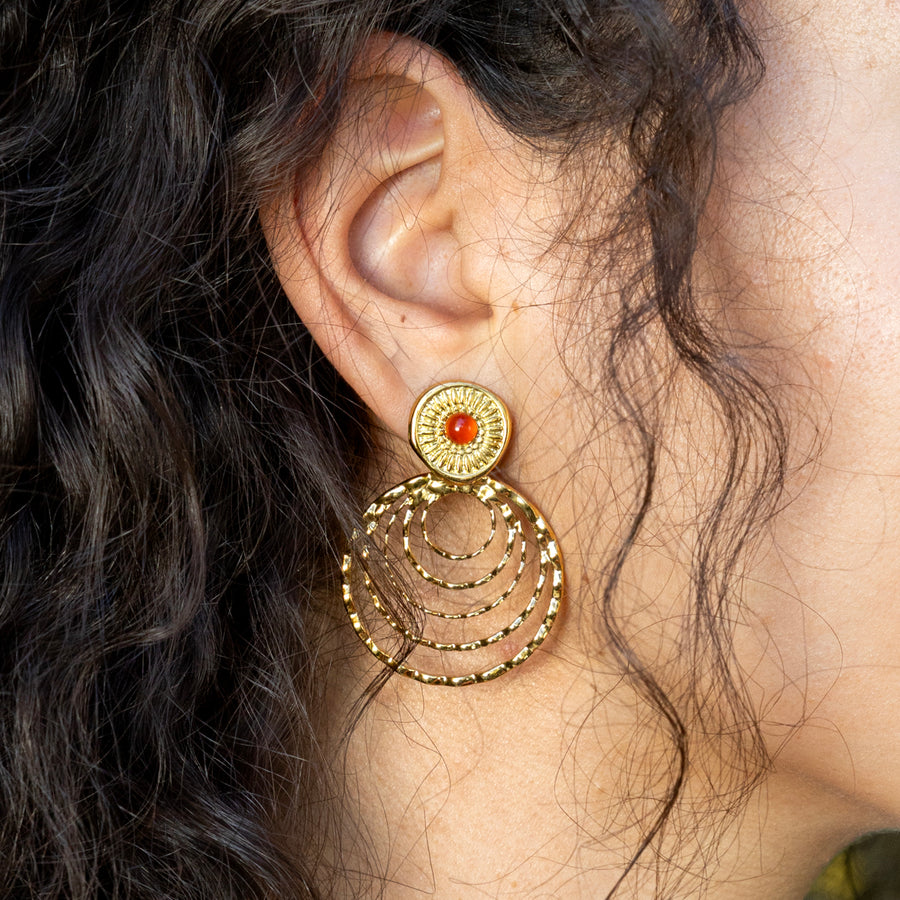Boucles d'oreilles Jody - Agate rouge Cornaline
