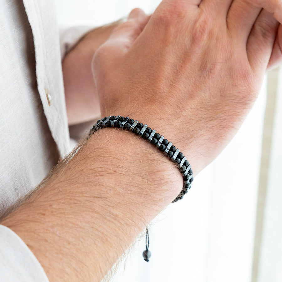 Bracelet Victor - Obsidienne Noire, Hématite