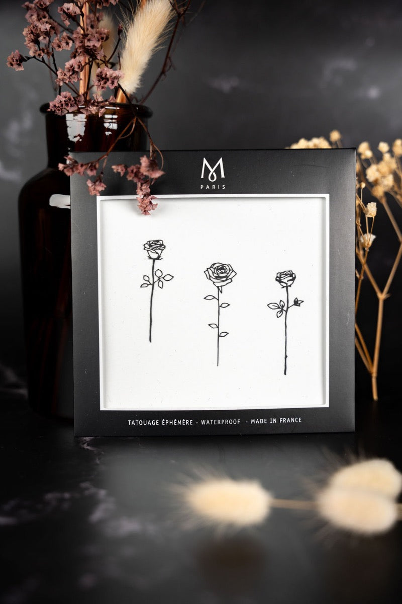 TRIO DE ROSES satin noir - M Paris