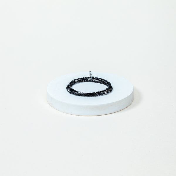 Bracelet Laurine - Spinelle Noir-Argentée