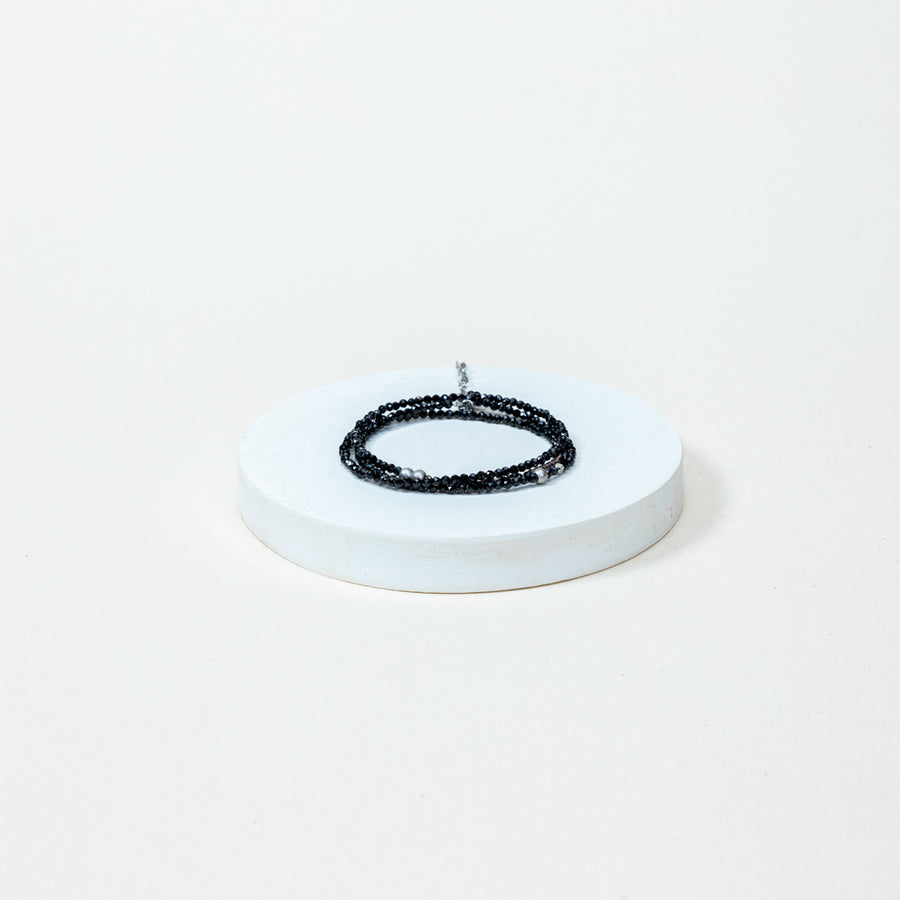 Bracelet Laurine - Spinelle Noir-Argentée