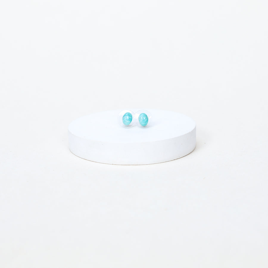 Boucles d'oreilles puces Madeleine - Amazonite extra