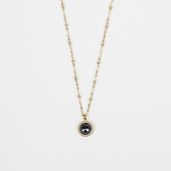 Pendentif Rond Balder - Agate noire-Argent