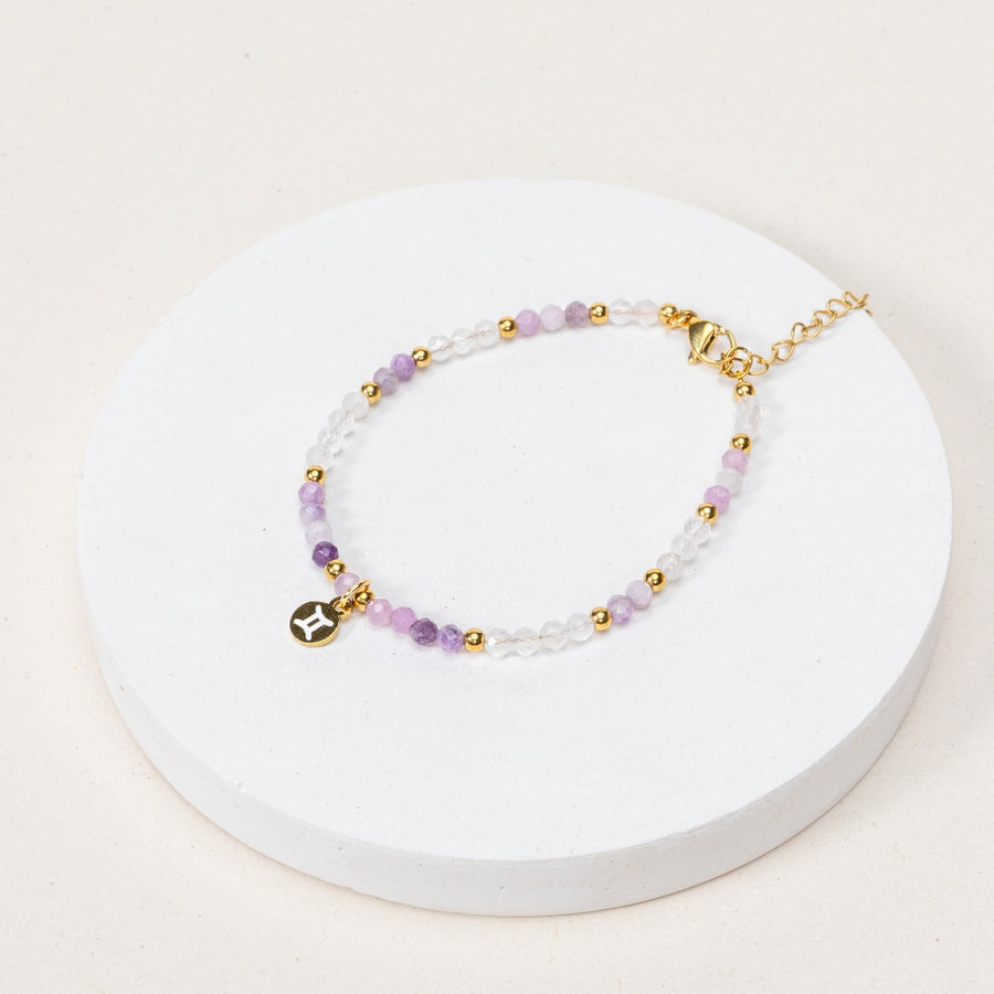 Bracelet Gémeaux - Pierre de lune blanche / Lépidolite