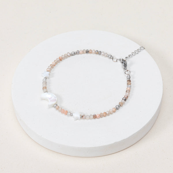 Bracelet Pauline - Nacre, Pierre de Lune Pêche