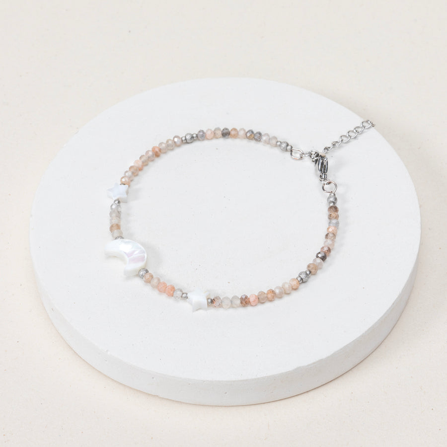 Bracelet Pauline - Nacre, Pierre de Lune Pêche