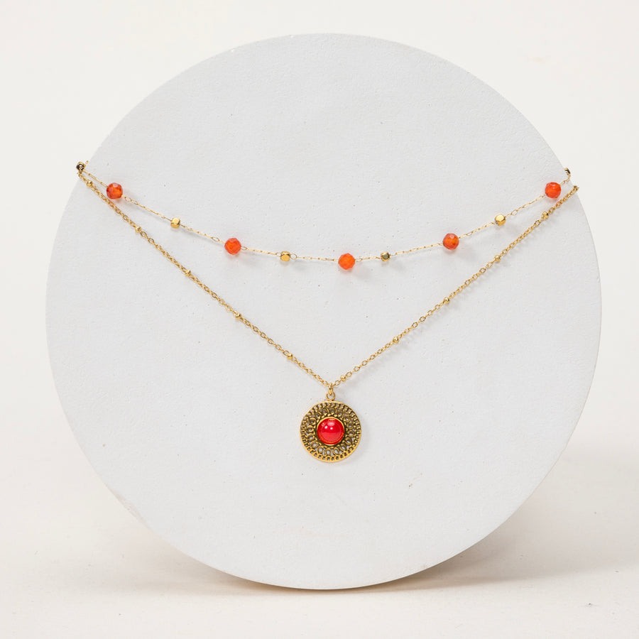 Pendentif Adélaïde - Agate rouge Cornaline