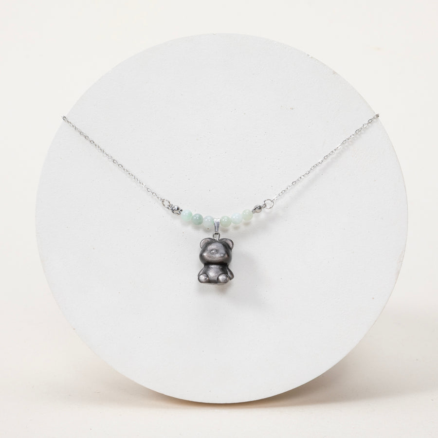 Pendentif Malo - Emeraude, Obsidienne Argentée
