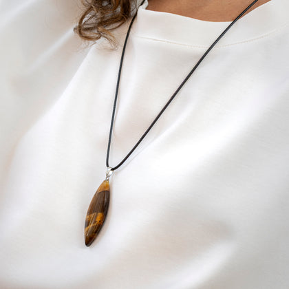 Collier Plume - Oeil de tigre