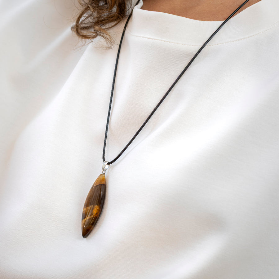 Collier Plume - Oeil de tigre