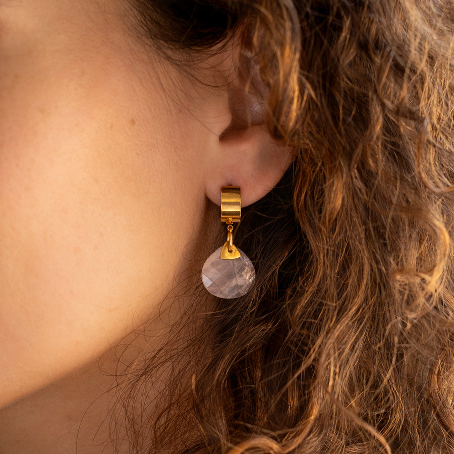 Boucles d'oreilles Loëne - Quartz rose