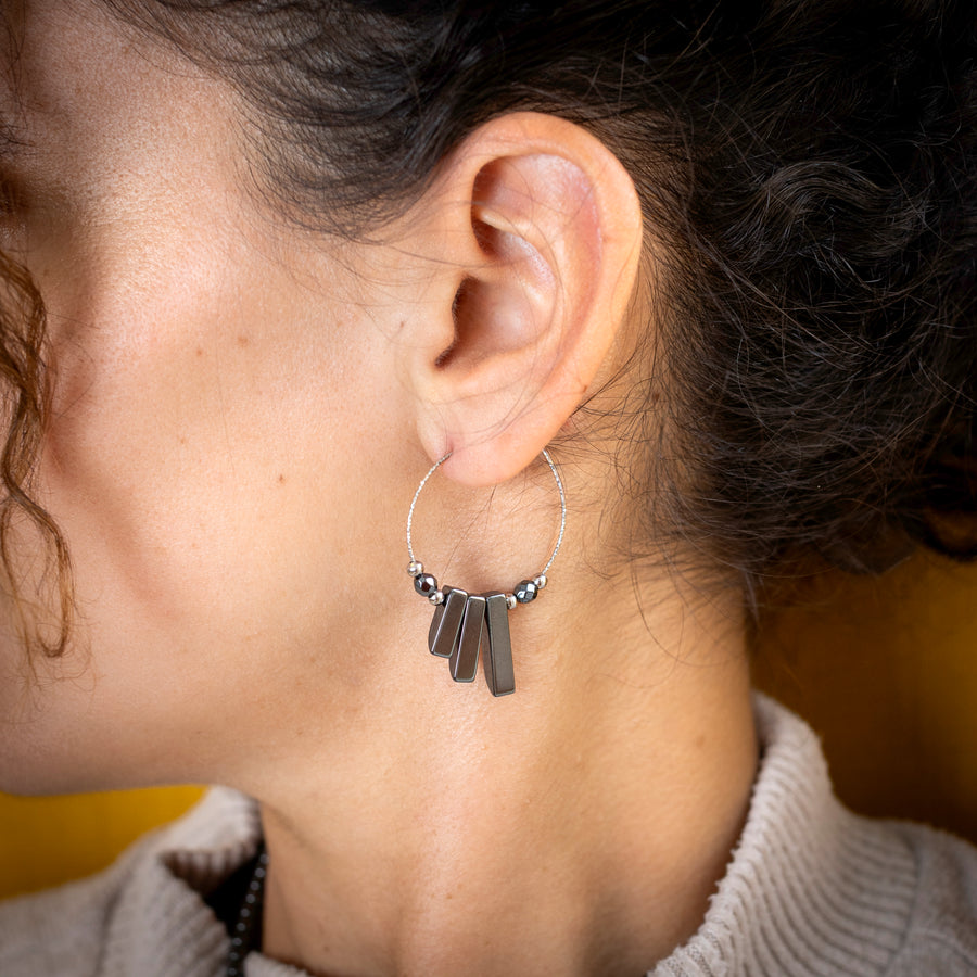 Expo - Boucles d'oreilles Hina - Hématite