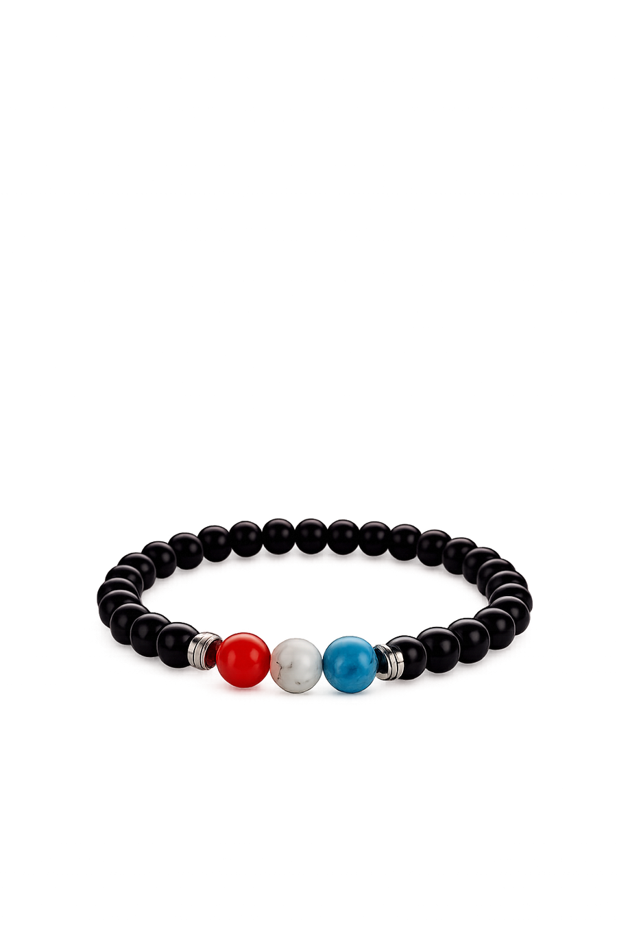 Bracelet Victoire - Bois Ebene, Apatite Bleue, Agate rouge Cornaline, Magnésite