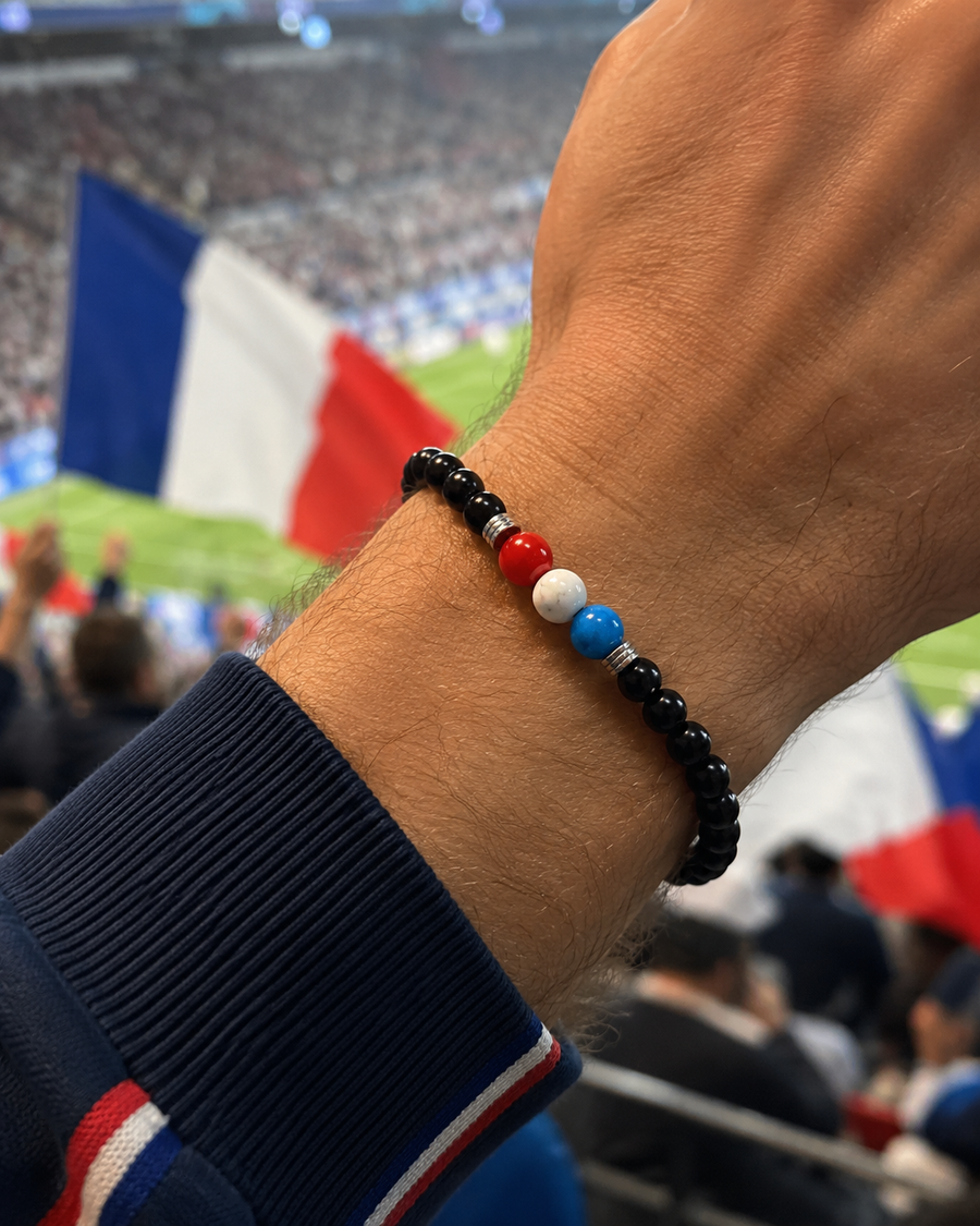 Bracelet Victoire - Bois Ebene, Apatite Bleue, Agate rouge Cornaline, Magnésite