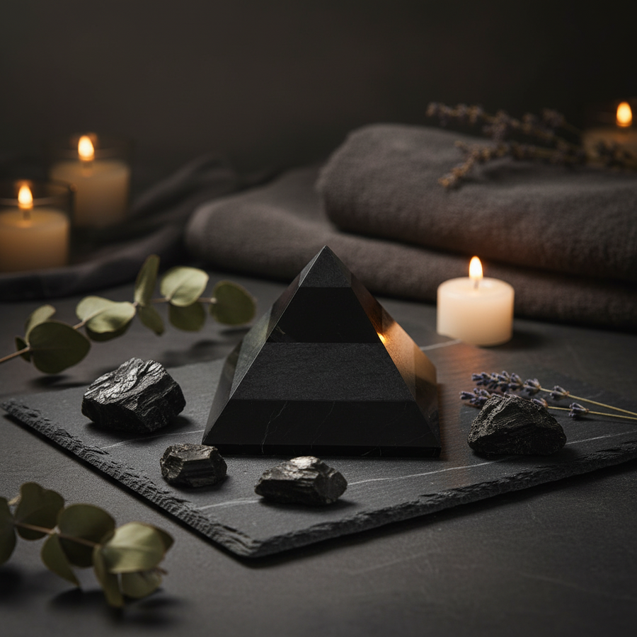 Pyramide rayé Shungite