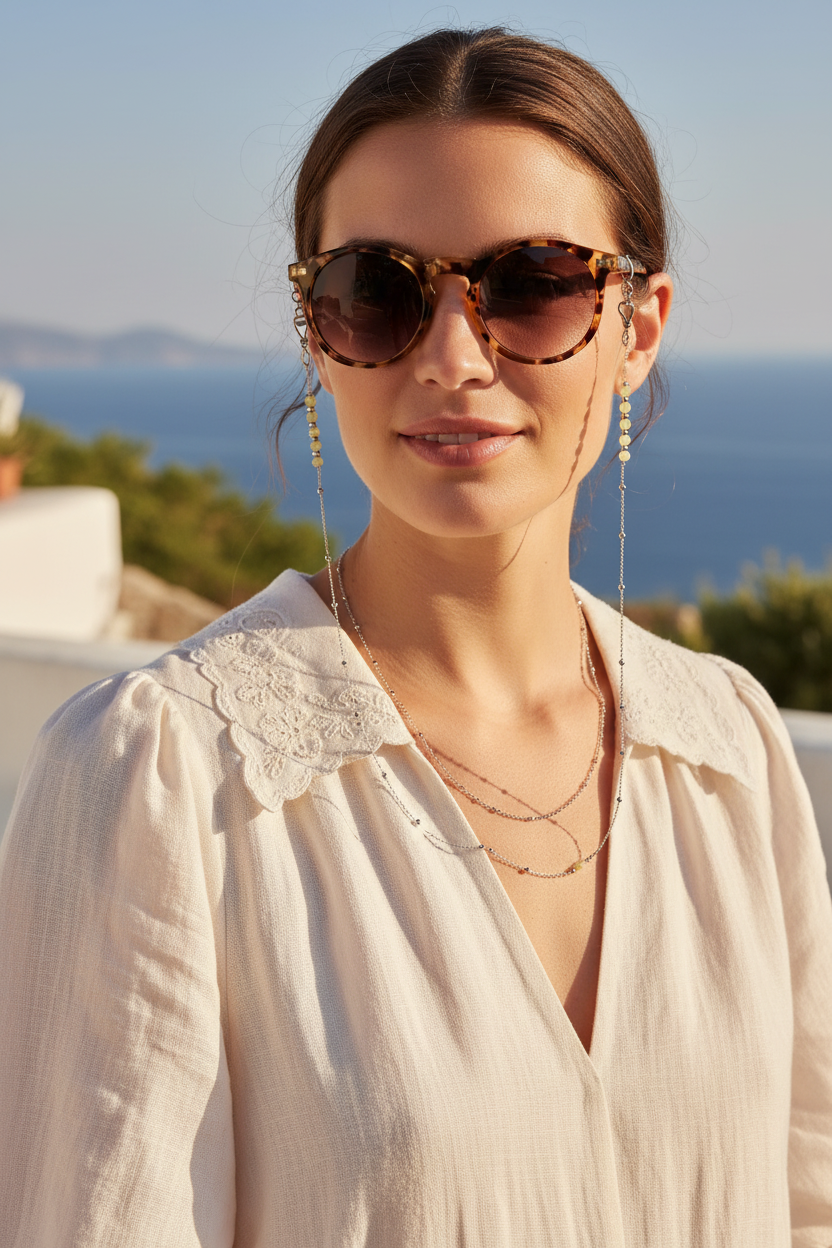 Chaine de lunette Loop - jade citron