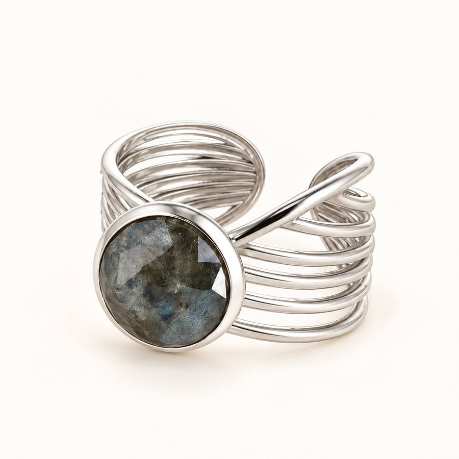 Bague Enaé - Labradorite — Argentée