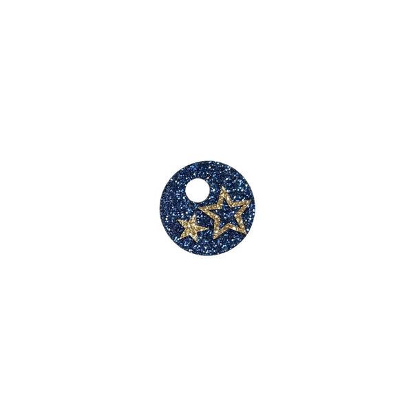 Pastille M Care bleue étoiles dorées avec trou excentré - M Paris