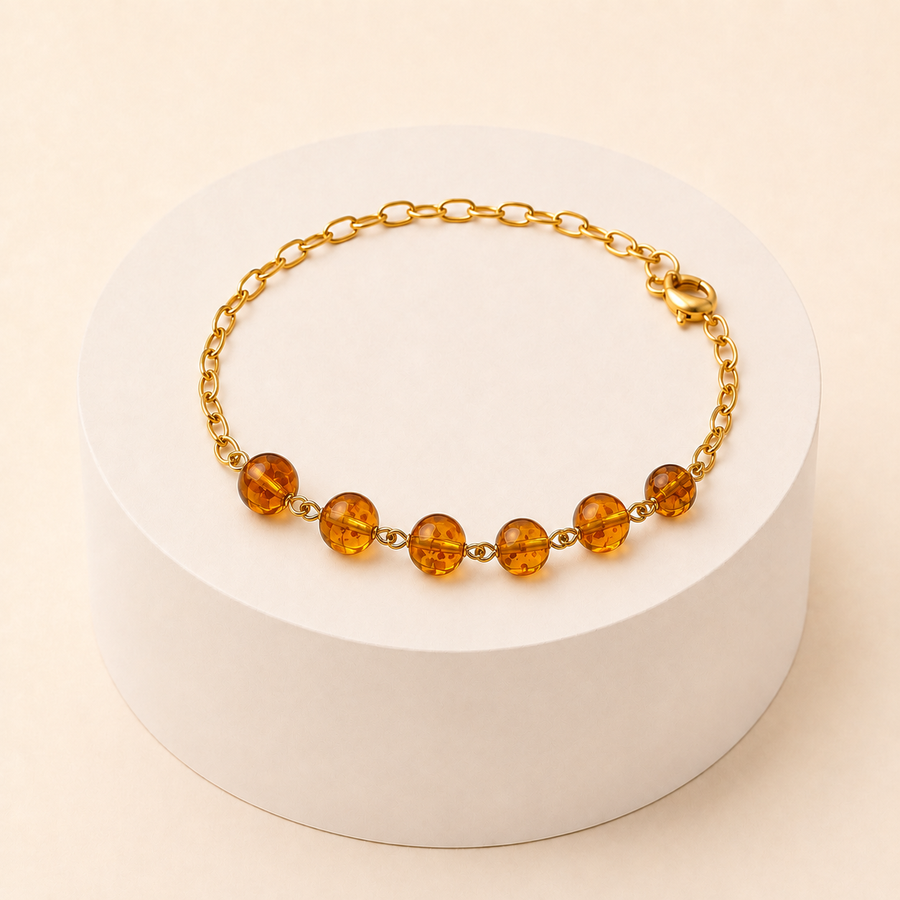 Bracelet Ginka - ambre rond