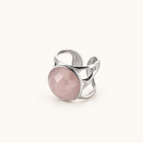 Bague Judeline - Quartz rose — Argentée