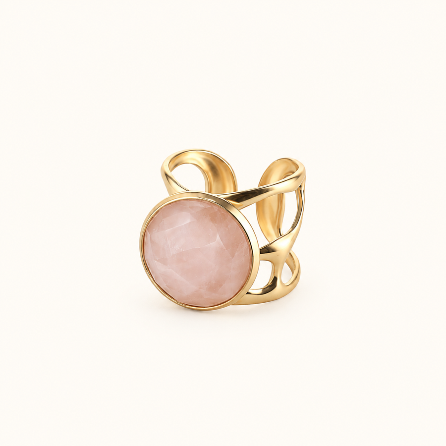 Bague Judeline - Quartz rose — Dorée