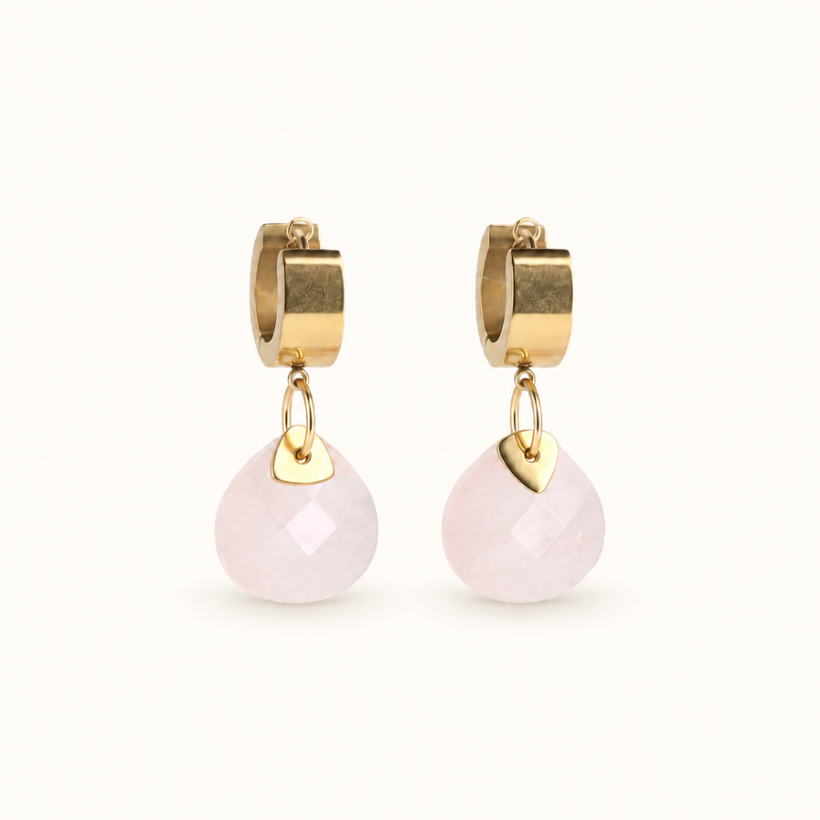 Boucles d'oreilles Loëne - Quartz rose