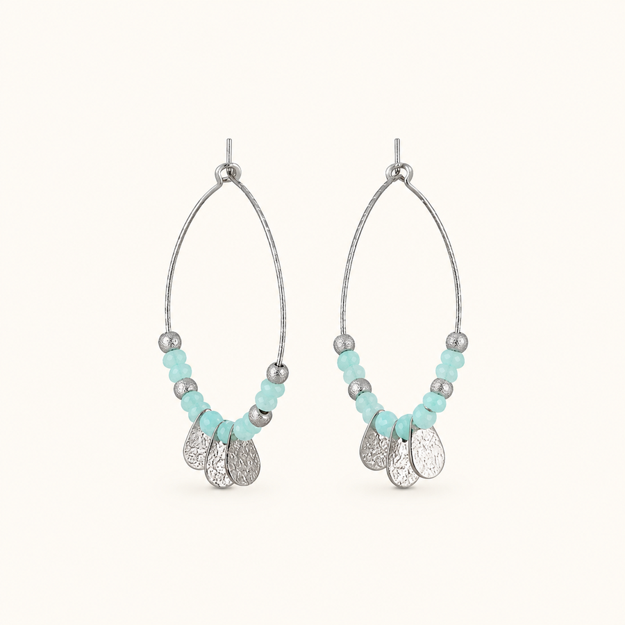 Boucles d'oreilles Mélinoé - Amazonite — Argentée