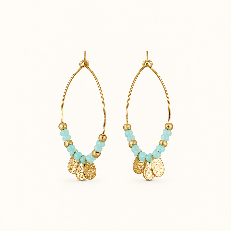 Boucles d'oreilles Mélinoé - Amazonite — Dorée