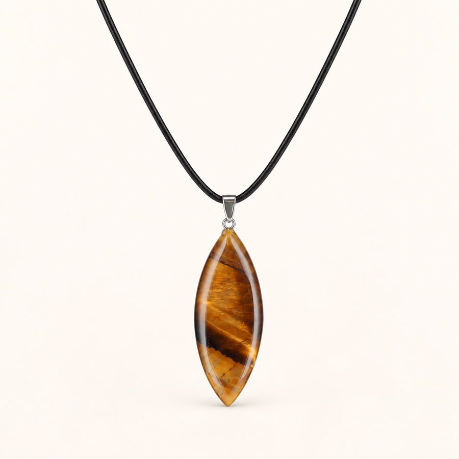 Collier œil de chat Plume - Oeil de tigre