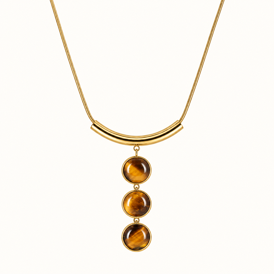 Collier 3 cabochons Tynéa - Oeil de tigre