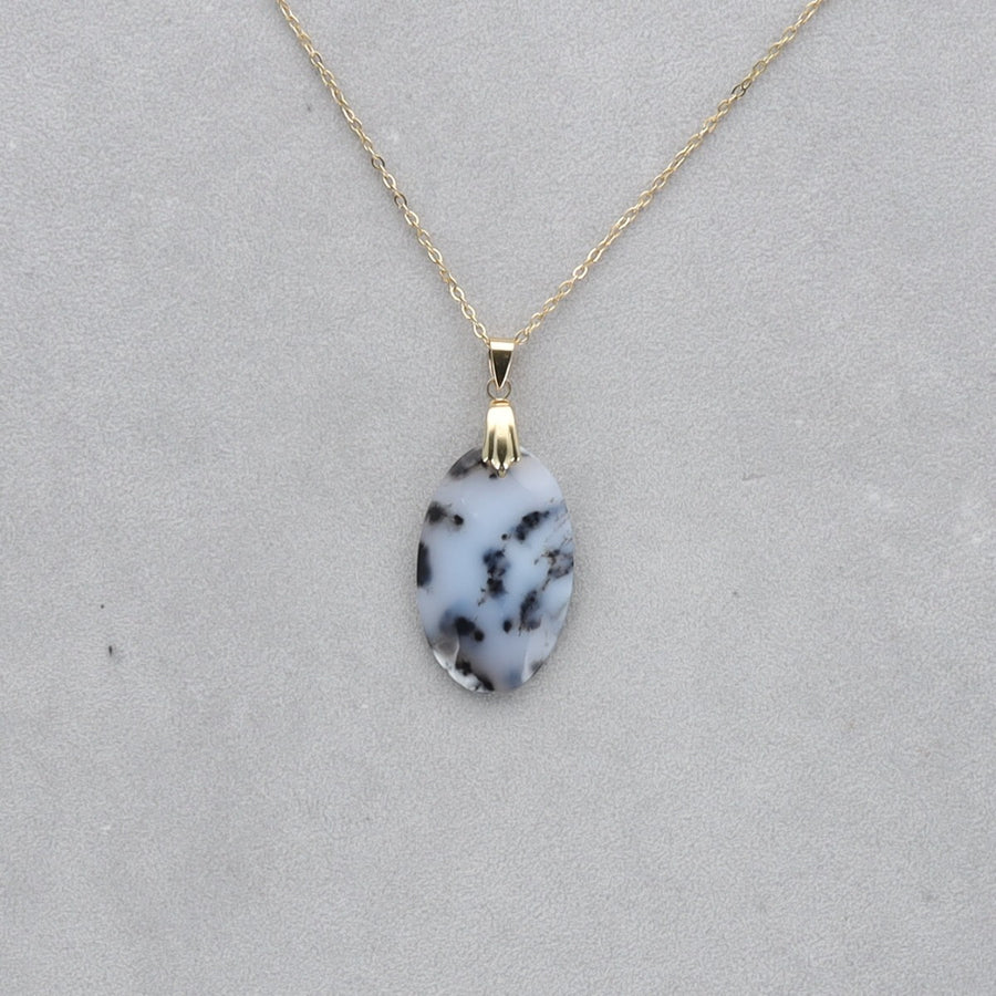 Agate Dendritique Cabochon percé 42