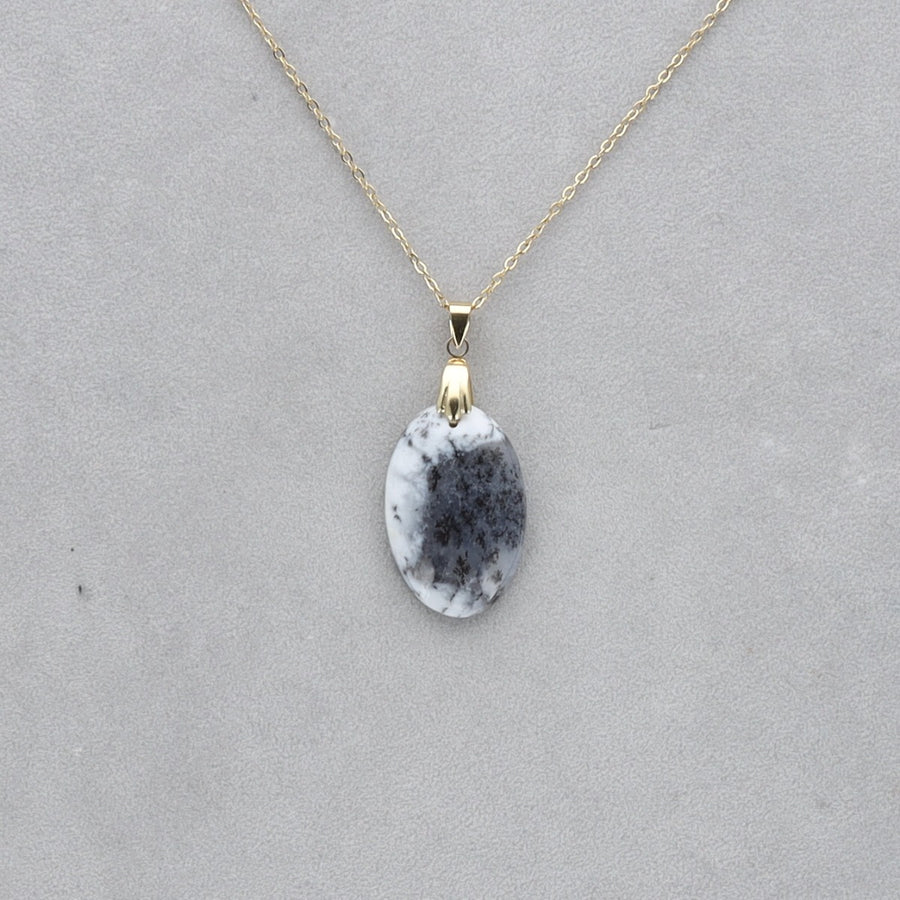 Agate Dendritique Cabochon percé 45
