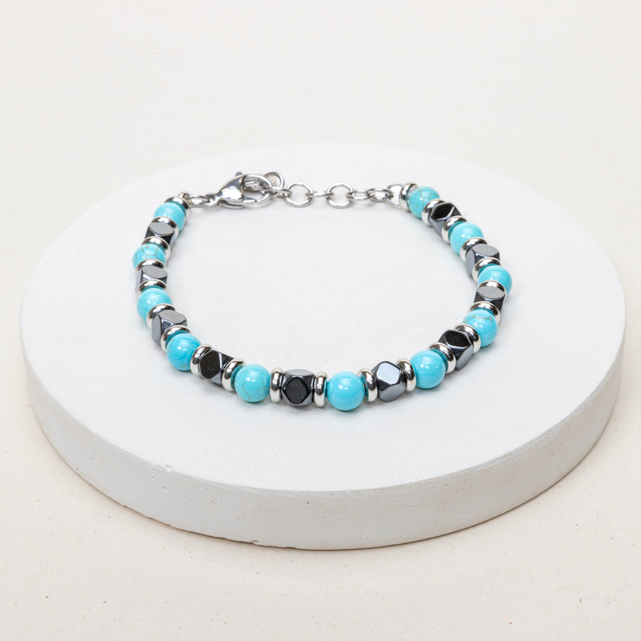 EXPO - Bracelet Oscar - Turquoise stabilisée et Hématite