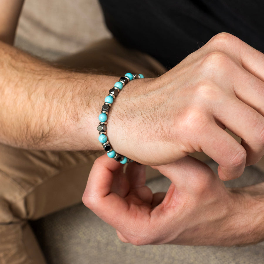 Bracelet Oscar - Turquoise stabilisée et Hématite