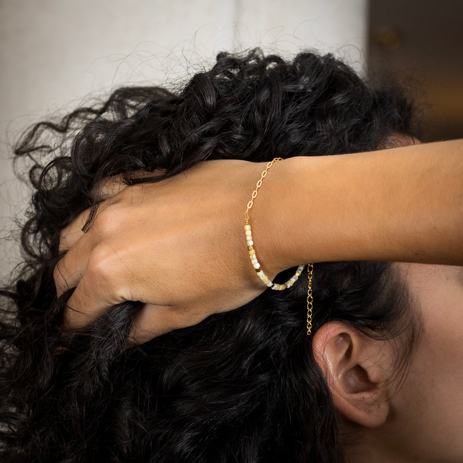 Bracelet réglable Zayna - Jade jaune