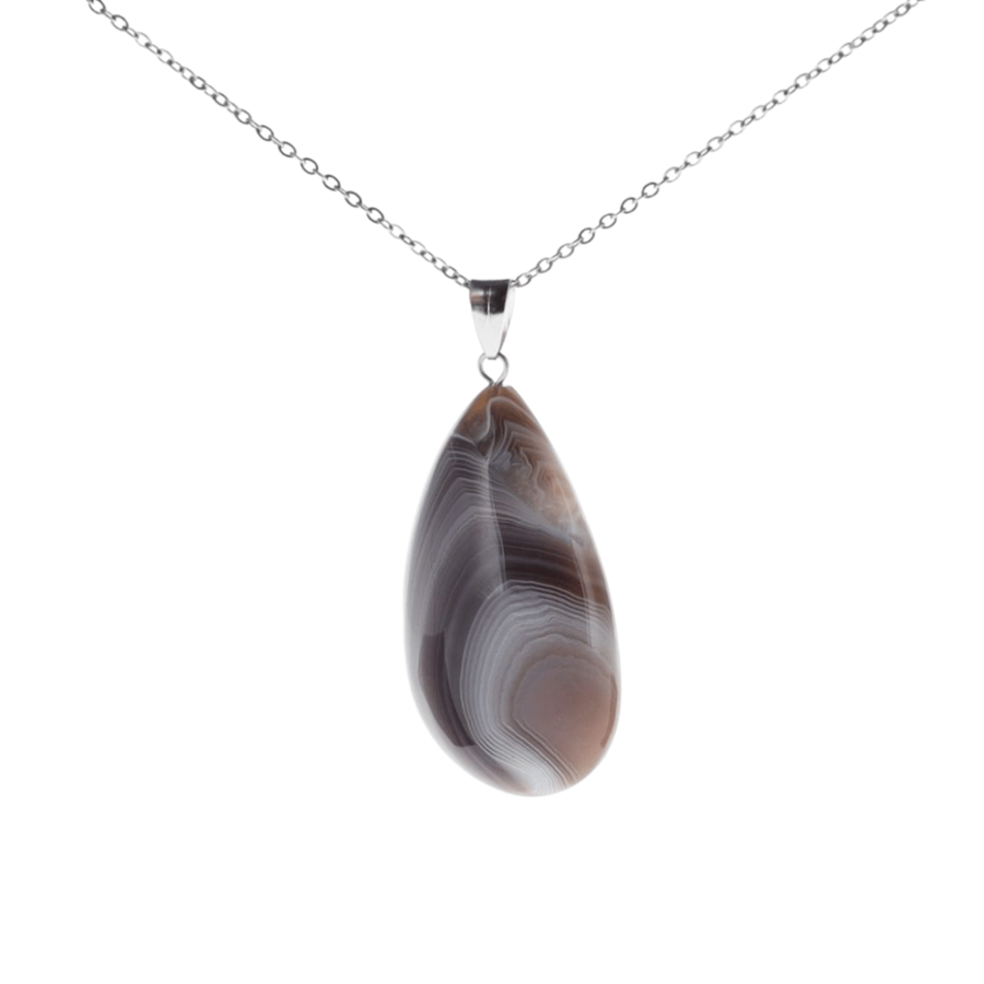 Pendentif Booa - Agate Botswana - Chaîne 80cm