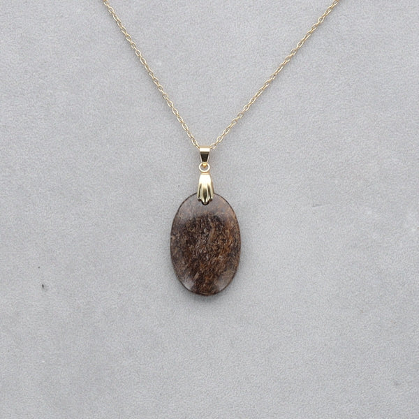 Bronzite Cabochon percé 17