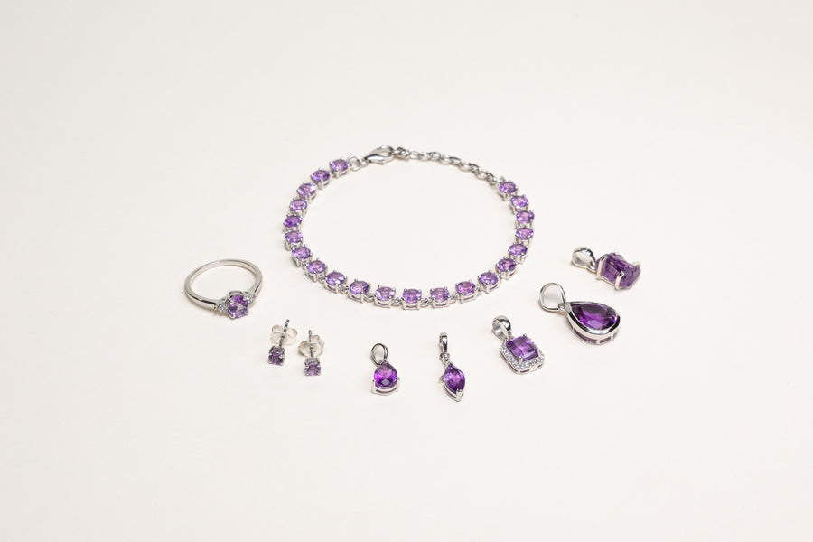 Boucles d'oreilles puces Lilya - Améthyste