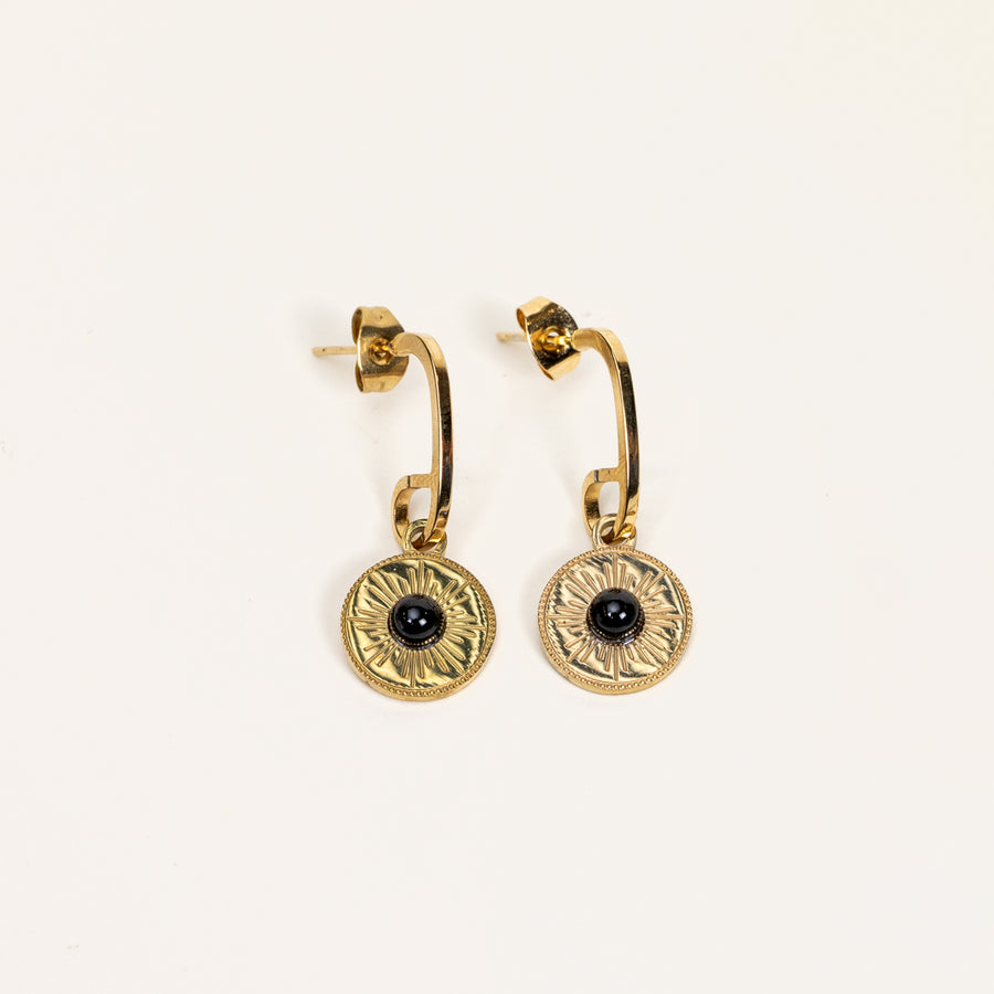 Boucle d'oreilles Inti - Agate noire