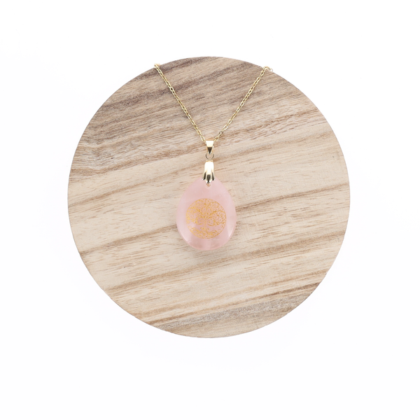 Pendentif Arbre de vie - Quartz rose